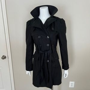 Black belted trench coat